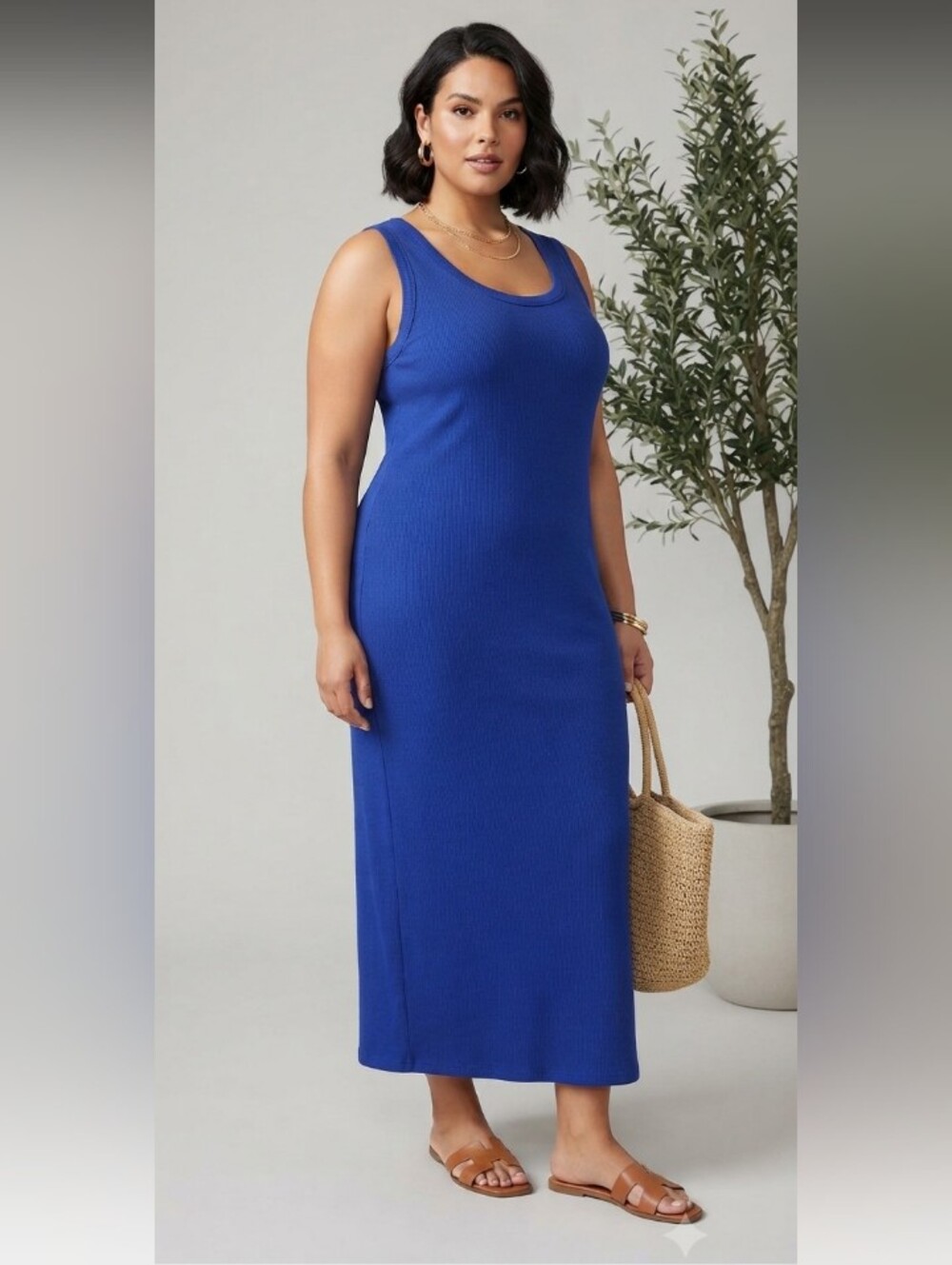 The‎ Drop Plus Size  Blue Heavy Knit Tank Maxi Dress Size 4X NWT